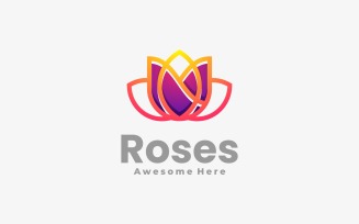 Rose Line Art Gradient Logo