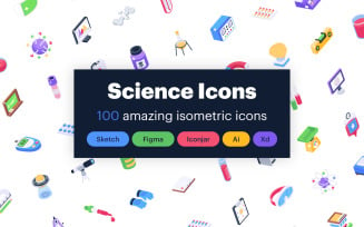 Science Icons in Isometric Style