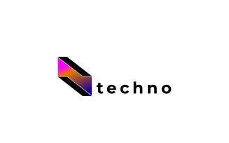 Techno Block Gradient Logo