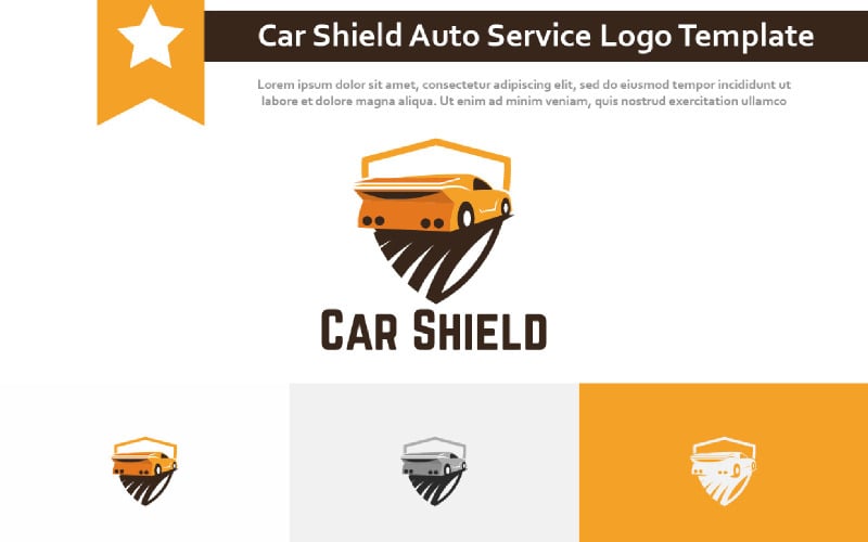 Car Shield Garage Repair Protection Shop Auto Service Logo Template