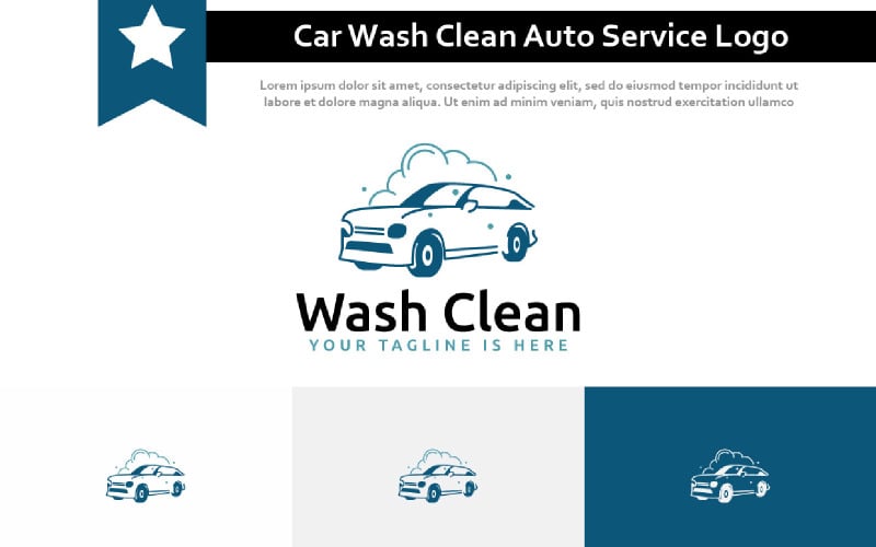 Car Wash Clean Silhouette Carwash Soap Foam Auto Service Logo Logo Template