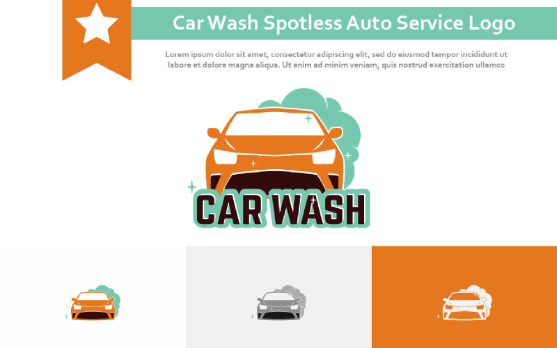 Clean Car Wash Carwash Soap Foam Spotless Auto Service Logo Logo Template