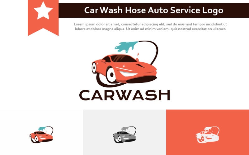 Clean Car Wash Carwash Water Hose Auto Service Logo Logo Template