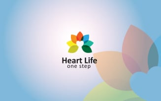 Life Color Heart Logo Design Template