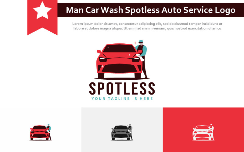 Man Clean Car Wash Carwash Spotless Auto Service Logo Logo Template