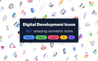 Digital Development and Seo Isometric Icons