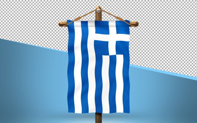 Greece Hang Flag Design Background Illustration