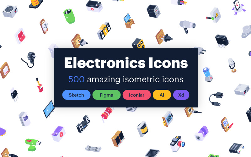 Pack of Electronics Isometric Icons Icon Set