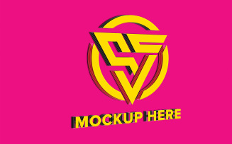 Retro Logo Mockup with Deep Pink