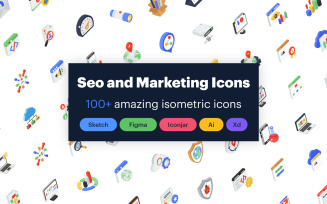 Seo and Marketing Isometric Icons Pack