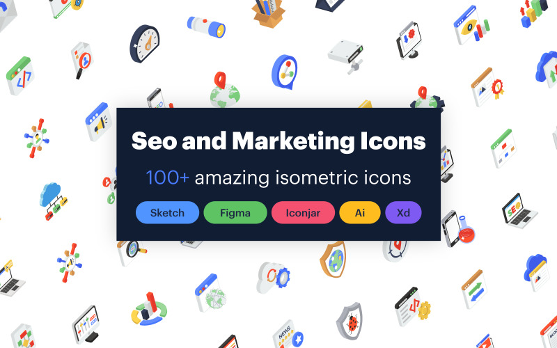 Seo and Marketing Isometric Icons Pack Icon Set