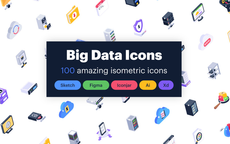 Set of Big Data Isometric Icons Icon Set