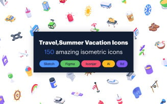 Travel, Summer and Holiday Icons