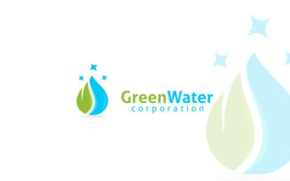 Green And Clean Water Logo Design