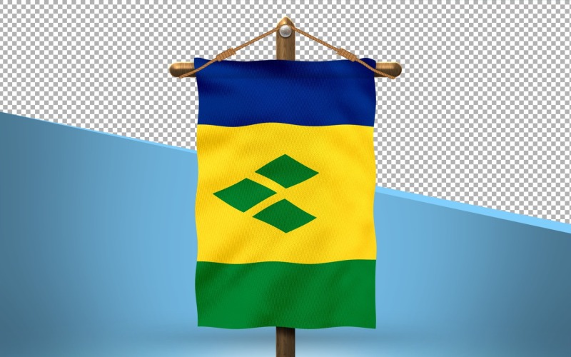 Saint Vincent and the Grenadines Hang Flag Design Background Illustration