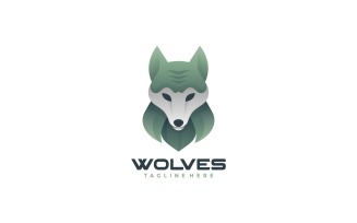 Wolf Head Gradient Colorful Logo Style