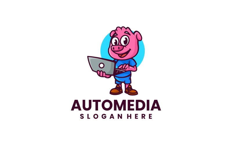 Pig Media Cartoon Character Logo Logo Template