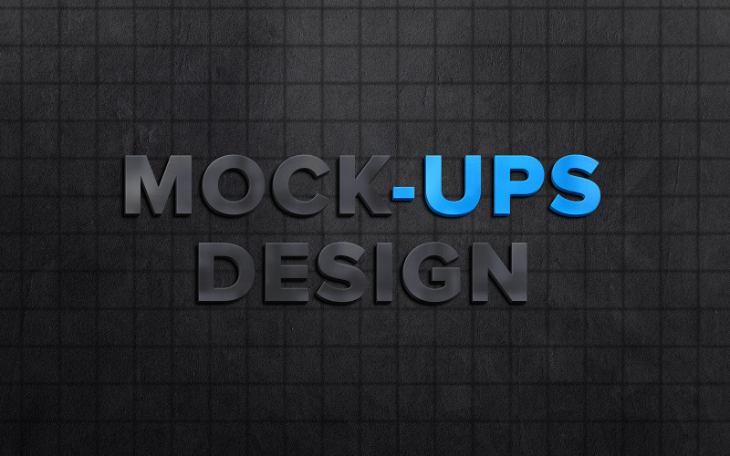 Realistic Sign Black Wall Logo Mockup Product Mockup