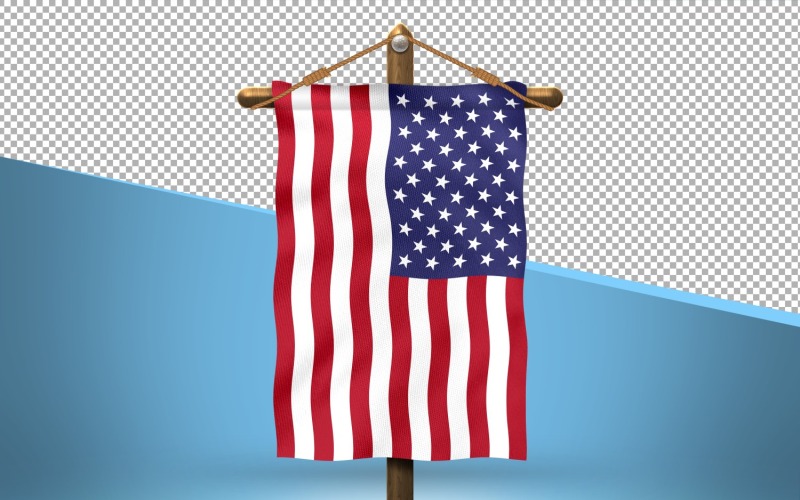 United Sate Of America Hang Flag Design Background Illustration