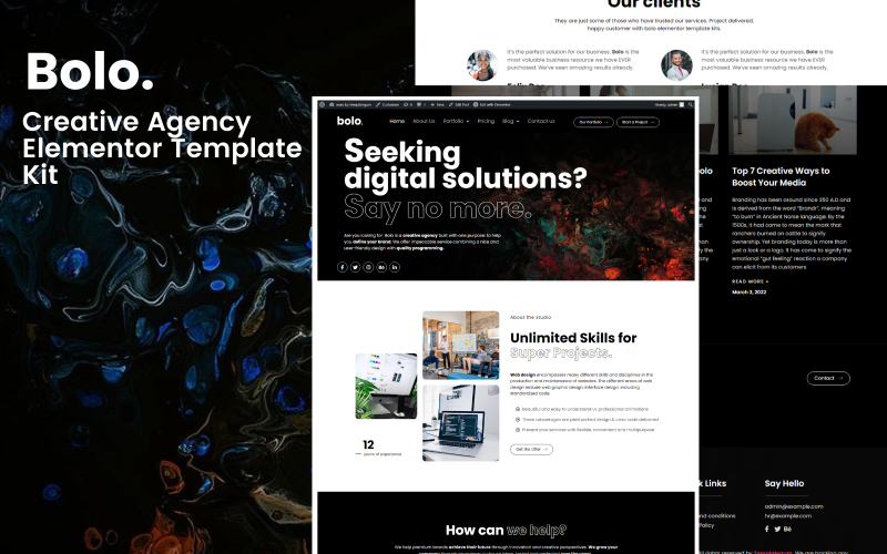 Bolo - Creative Agency Elementor Template Kits Elementor Kit