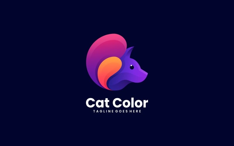 Cat Color Gradient Logo Style Logo Template
