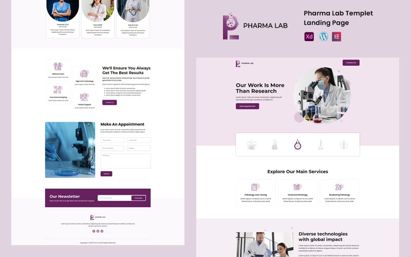 Pharma Lab - Laboratory Services Ready to Use Elementor One Page Template Elementor Kit