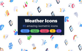 85 Weather Isometric Icons