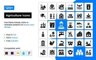 129 Agriculture Glyph Icons