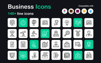 145 Business Linear Icons