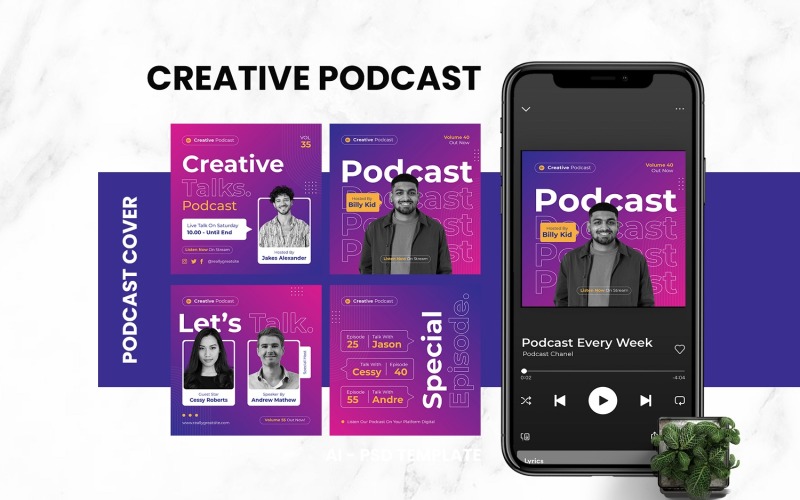 Creative Podcast Cover Template Social Media