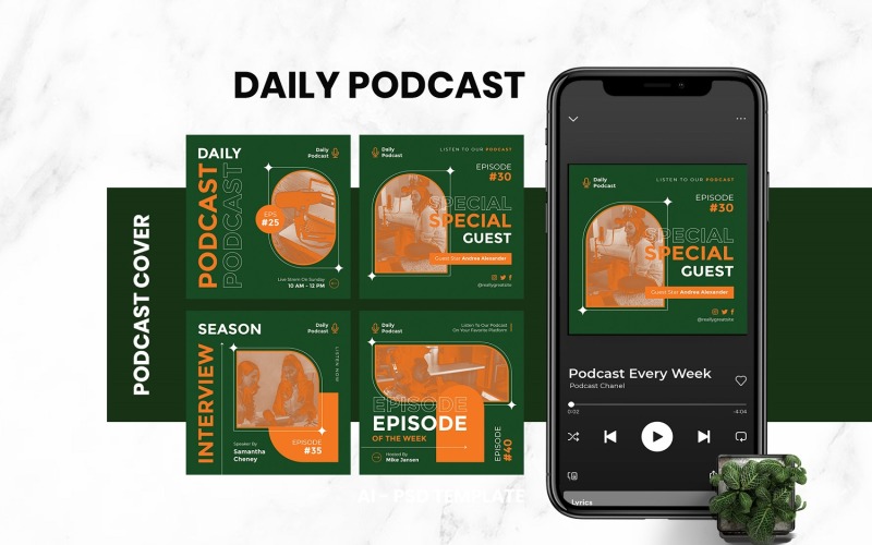 Daily Podcast Cover Template Social Media