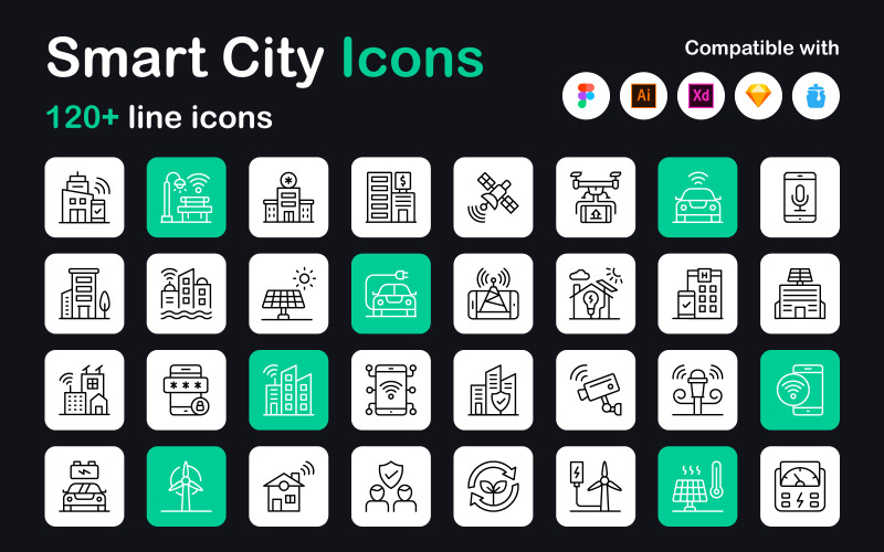 Internet of Things Linear Icons Icon Set