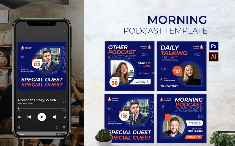 Morning Podcast Cover Template Social Media