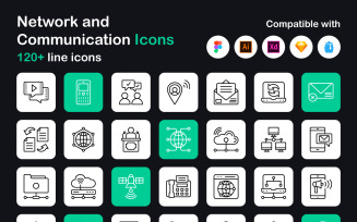 Network and Communication Linear Icons