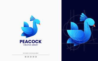 Peacock Gradient Color Logo Design