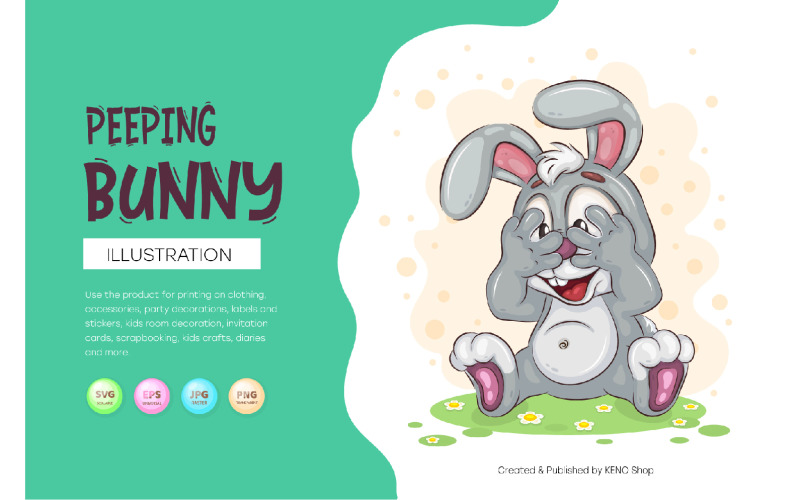 Peeping Easter Bunny. T-Shirt, PNG, SVG. Vector Graphic
