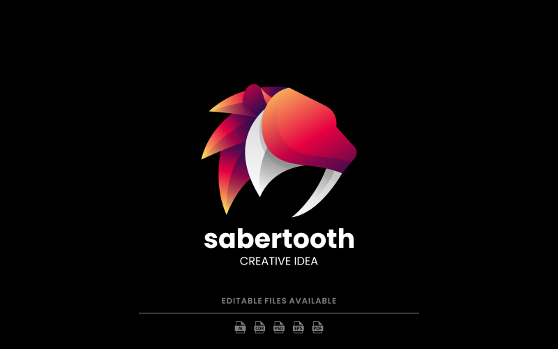 Sabertooth Gradient Logo Design Logo Template