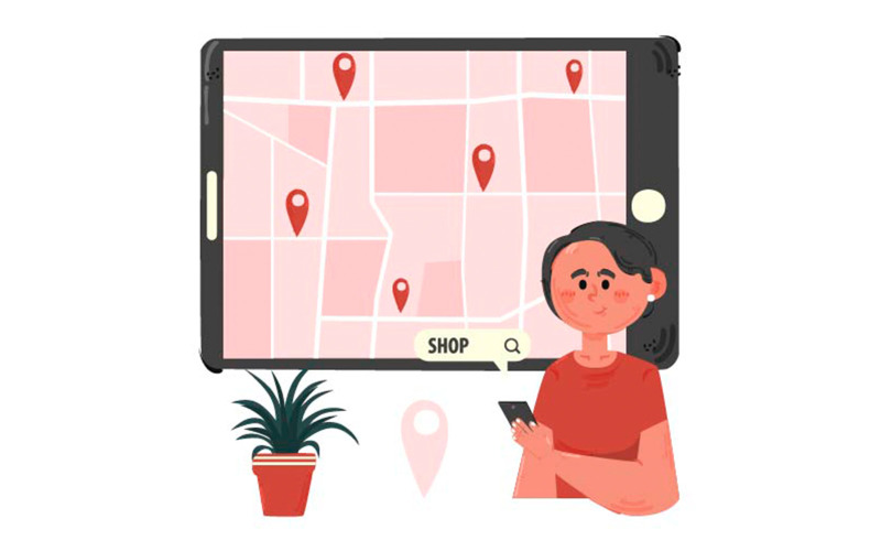 Search and Find Store Location Illustration