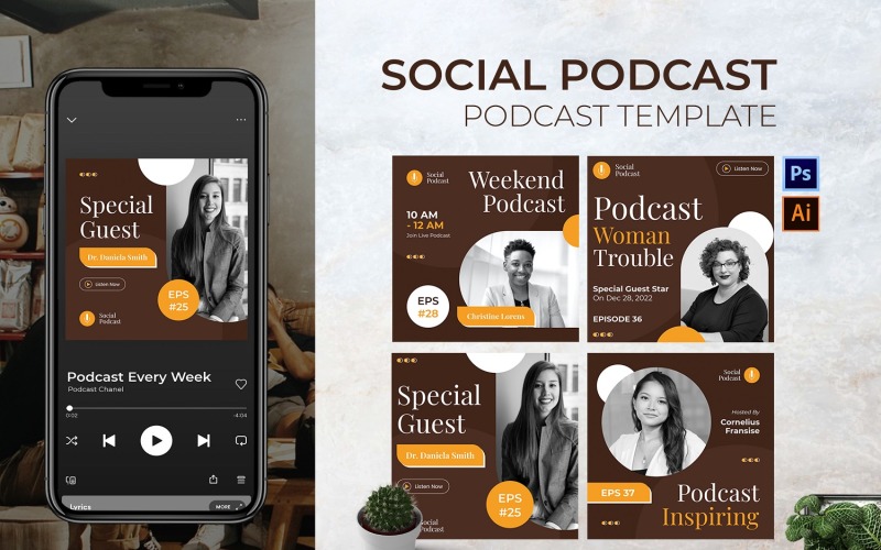 Social Podcast Cover Template Social Media