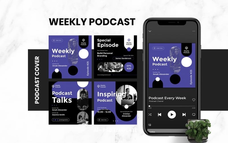 Weekly Podcast Cover Template Social Media