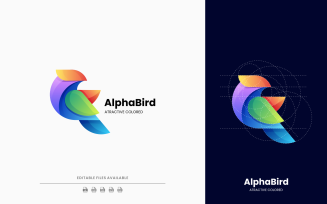 Alpha Bird Gradient Colorful Logo