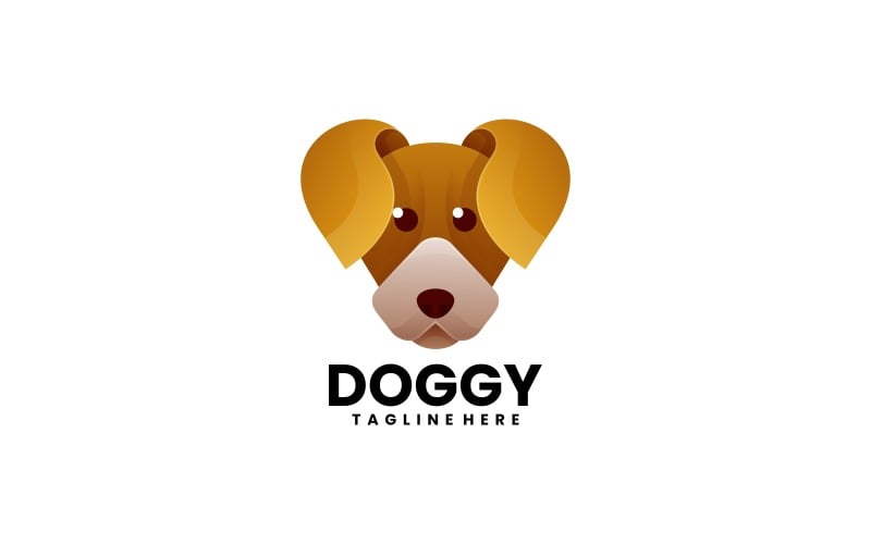 Doggy Head Gradient Logo Style Logo Template