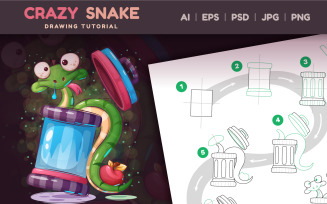 How to Draw Snake Step by Step: Drawing lesson, Graphics Illustration