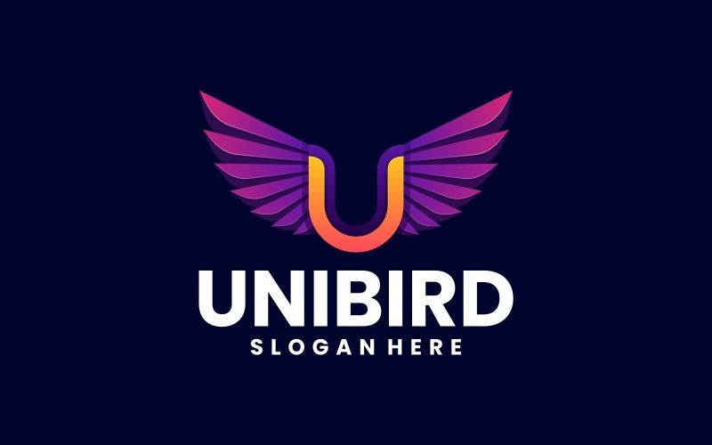 Letter U Wings Gradient Logo Logo Template