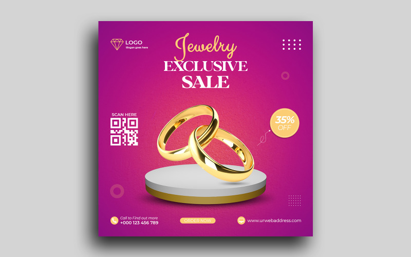 Luxury jewelry sale social media Instagram Post Template Social Media