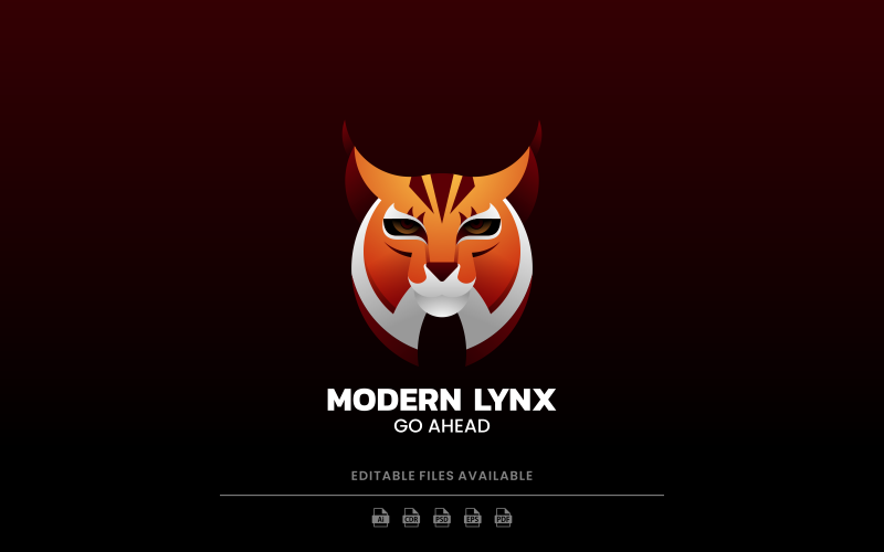 Lynx Head Gradient Logo Design Logo Template