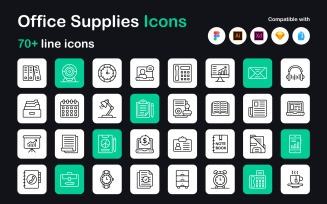Office Supplies Linear Icons Pack