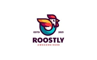 Rooster Color Mascot Logo Style