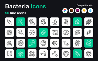 Bacteria Linear Icons Pack