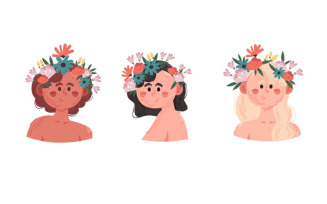 Beautiful Woman with Flowers Illustration